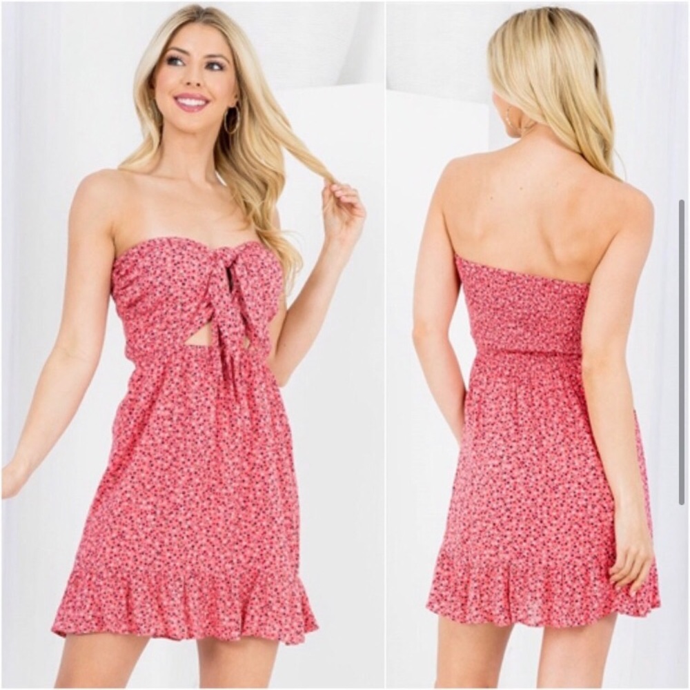 Pink patriotic star print 4th of July women’s cute mini dress - Picture 2 of 5